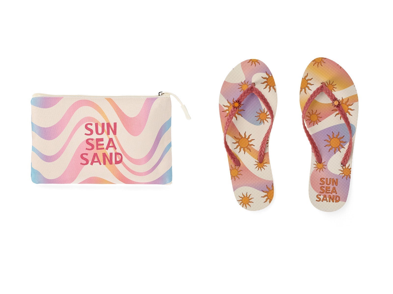 Packs pouch and flip flops
