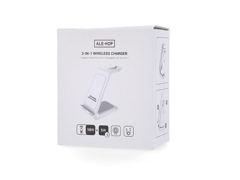 Soporte cargador inalámbrico 3 en 1 blanco - vista 4 Ale-Hop