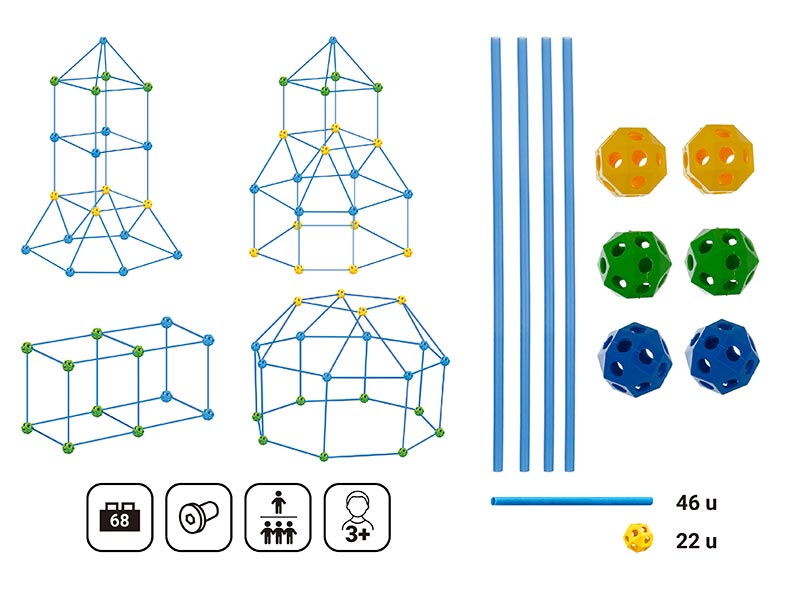 Juego de Construcción Palitos 68 Piezas