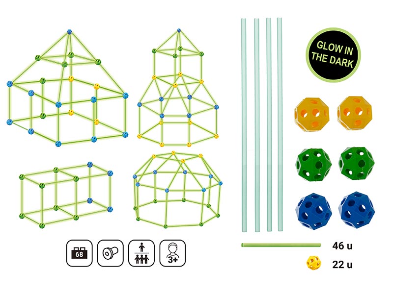 Juego de construcción glow palitos 68 piezas