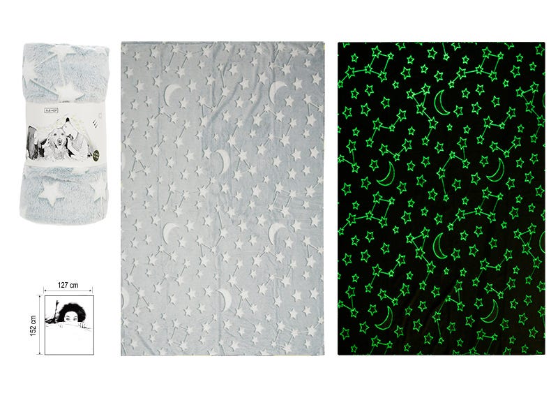 Manta fluorescente estrellas 127x152cm Ale-Hop