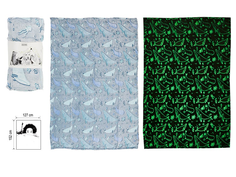 Blanket fluorescent dolphin 127x152cm | Ale-Hop