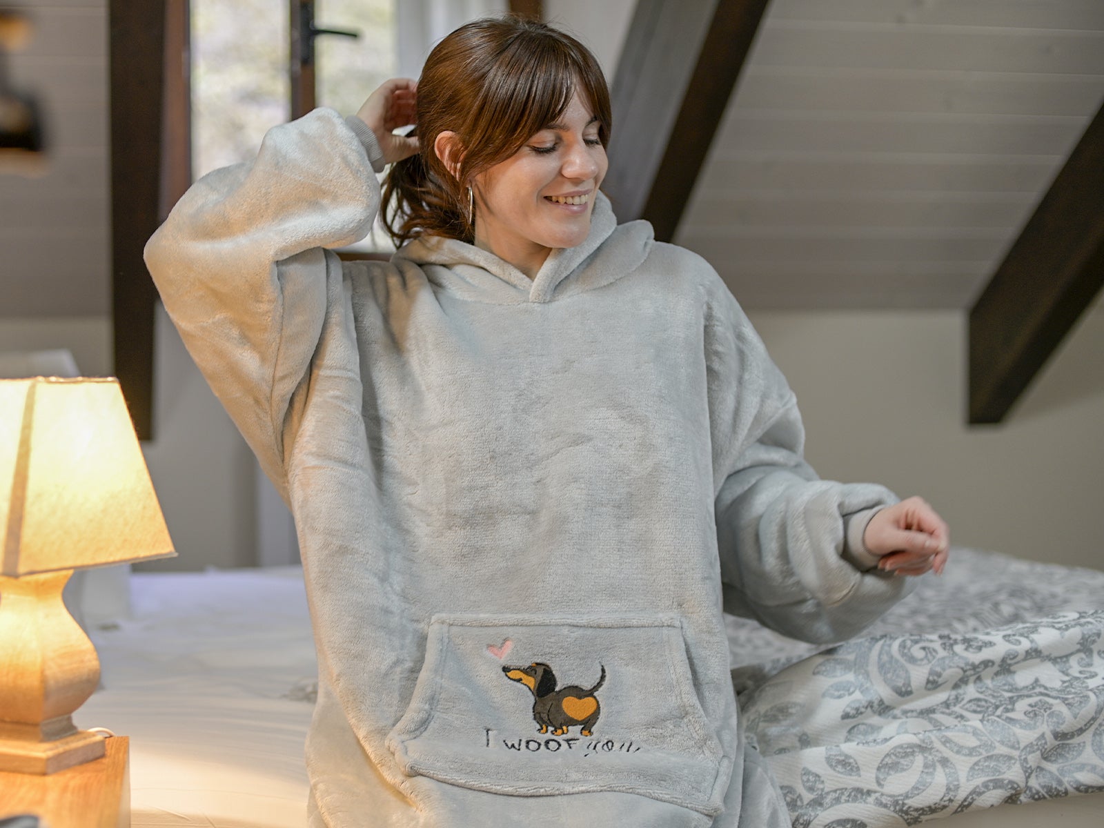 I woof you sweatshirt blanket