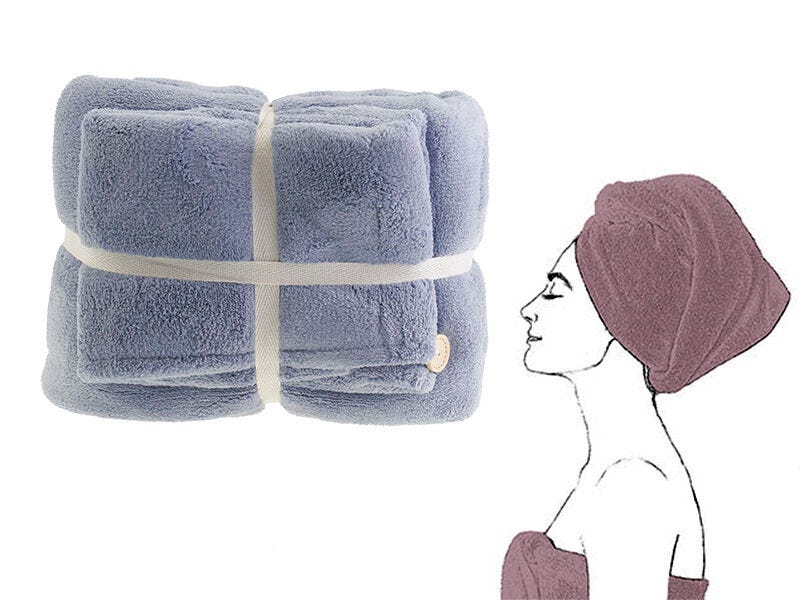 Navy blue bath towel and hair towel set - view 2 Ale-Hop