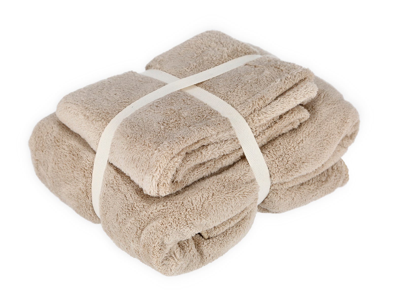 Set toalla baño y toalla turbante beige Ale-Hop