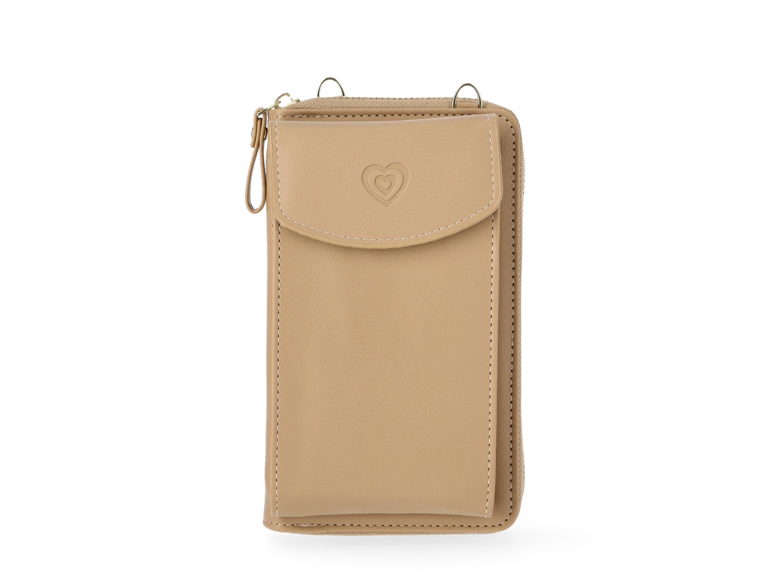 Bolso porta movil y monedero beige corazon Ale Hop