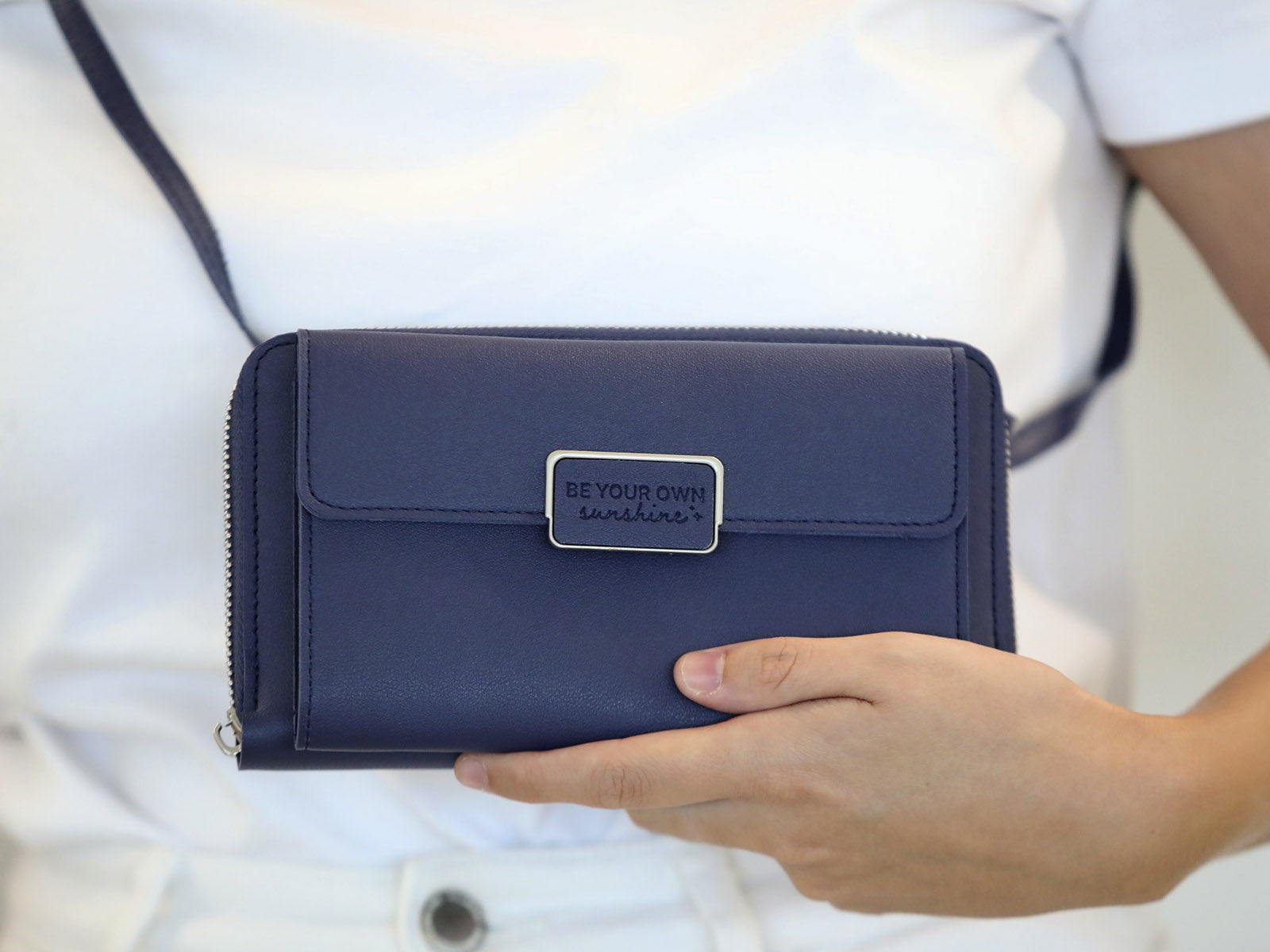 Borsa orizzontale blu navy per cellulare