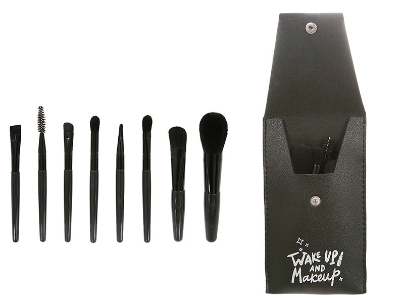 Set de 8 mini brochas de maquillaje con neceser negro