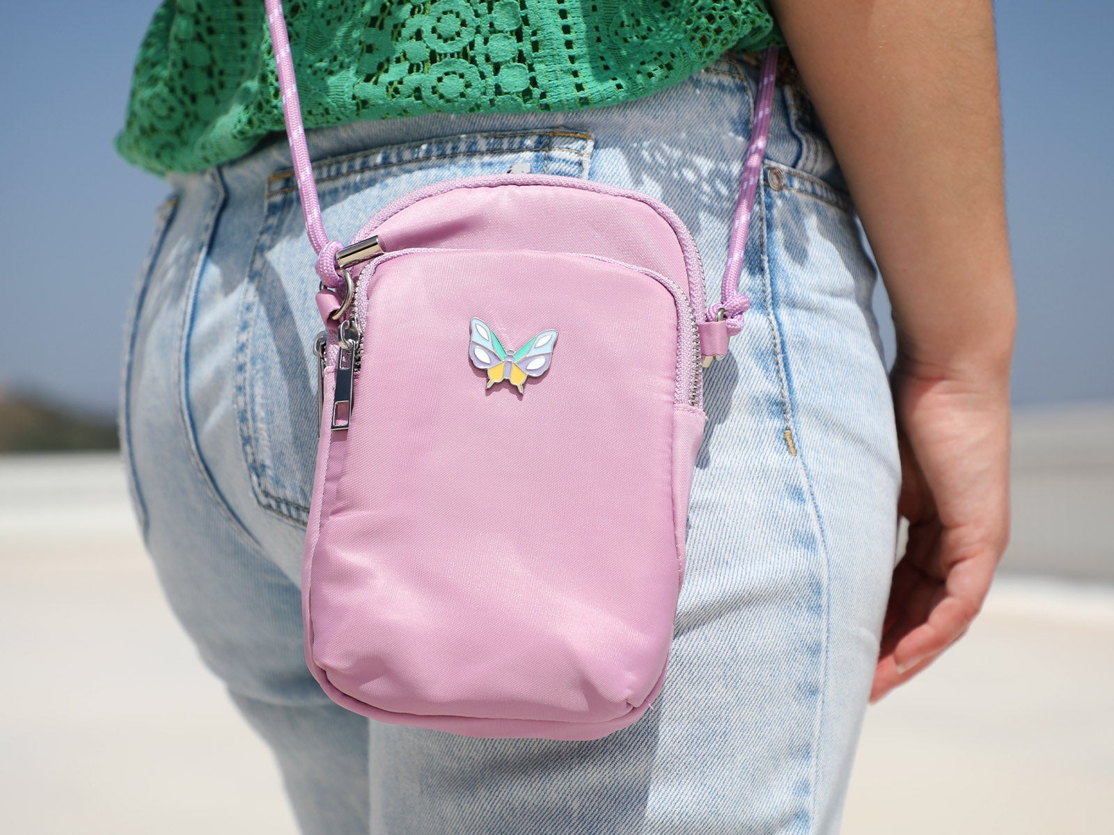 Bolso mini satinado malva