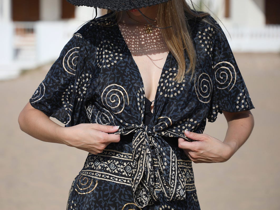 Top fluido de manga curta – Estampa boho espiral | Ale-Hop