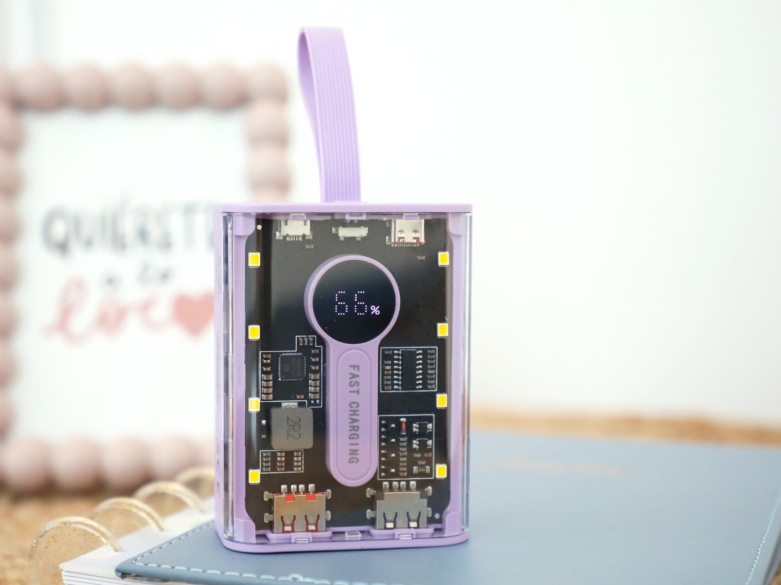 Power bank 10.000 mAh – Transparente con indicador LED