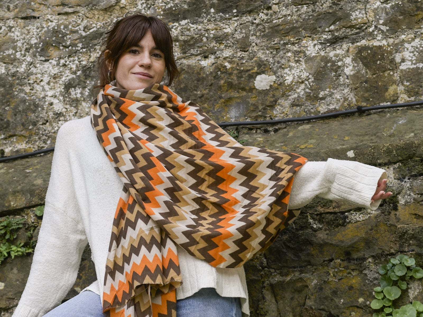 Pañuelo rayado tonos marrón