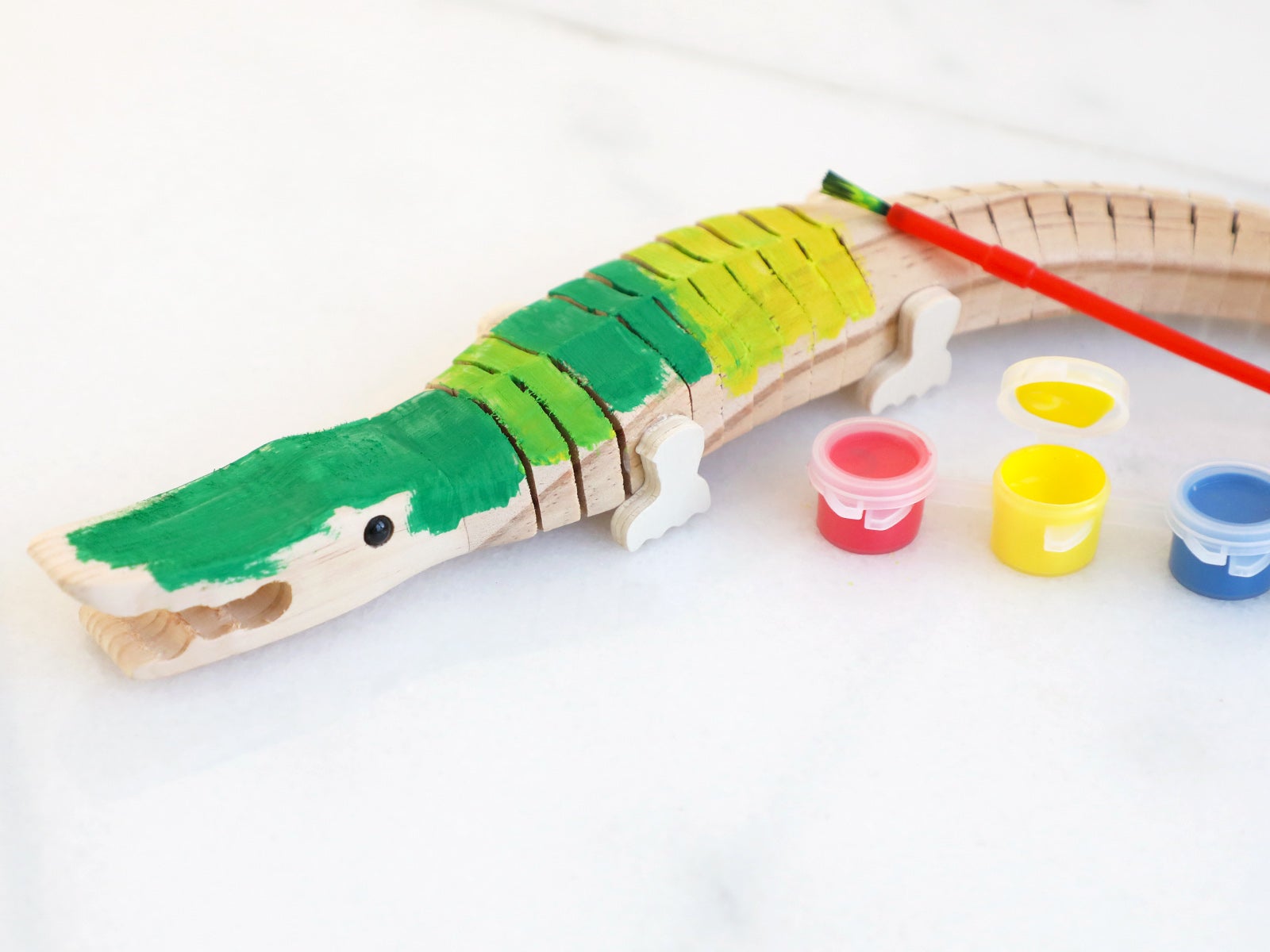 Crocodilo de madera articulado para pintar