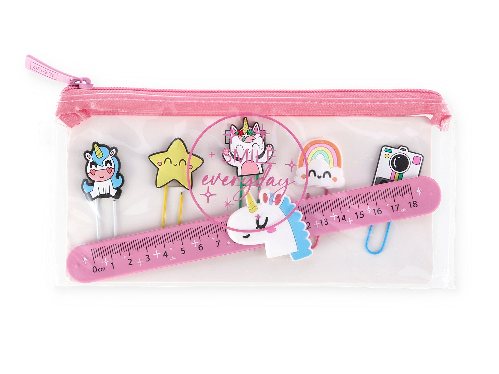 Estuche con clip y regla - Smile