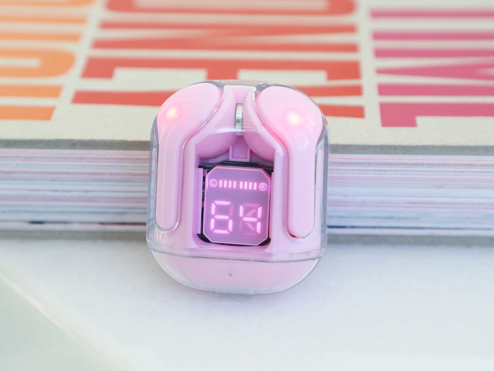 Cuffie trasparenti rosa