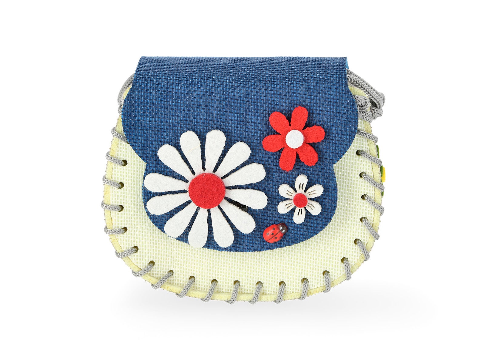 Bolso bandolera infantil con flores rojas y blancas