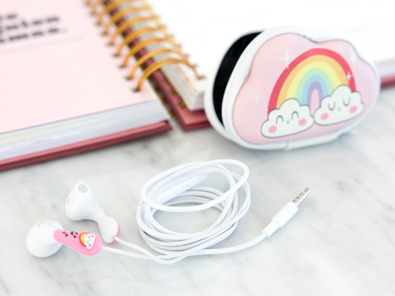 Conjunto de capa e auriculares com cabo de 3,5mm - Arco-íris