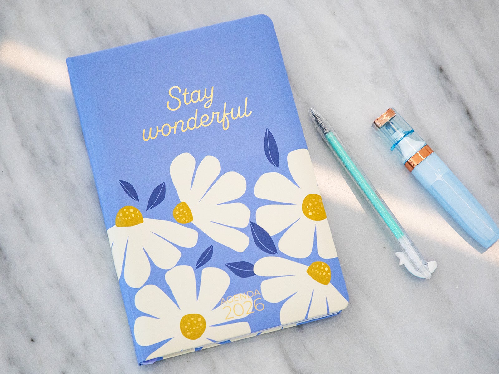 Agenda anual 2026 semana vista A5 - Stay wondeful