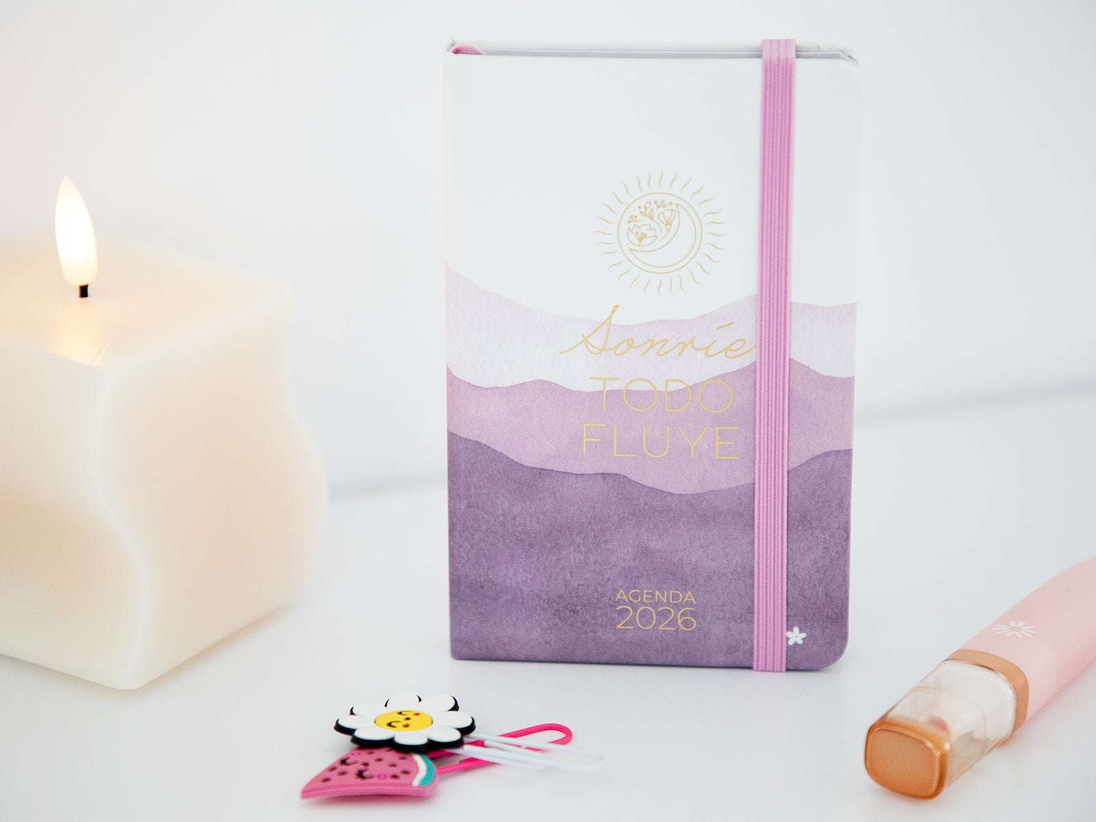 Agenda anual 2026 semana vista A6 - Sonríe todo fluye