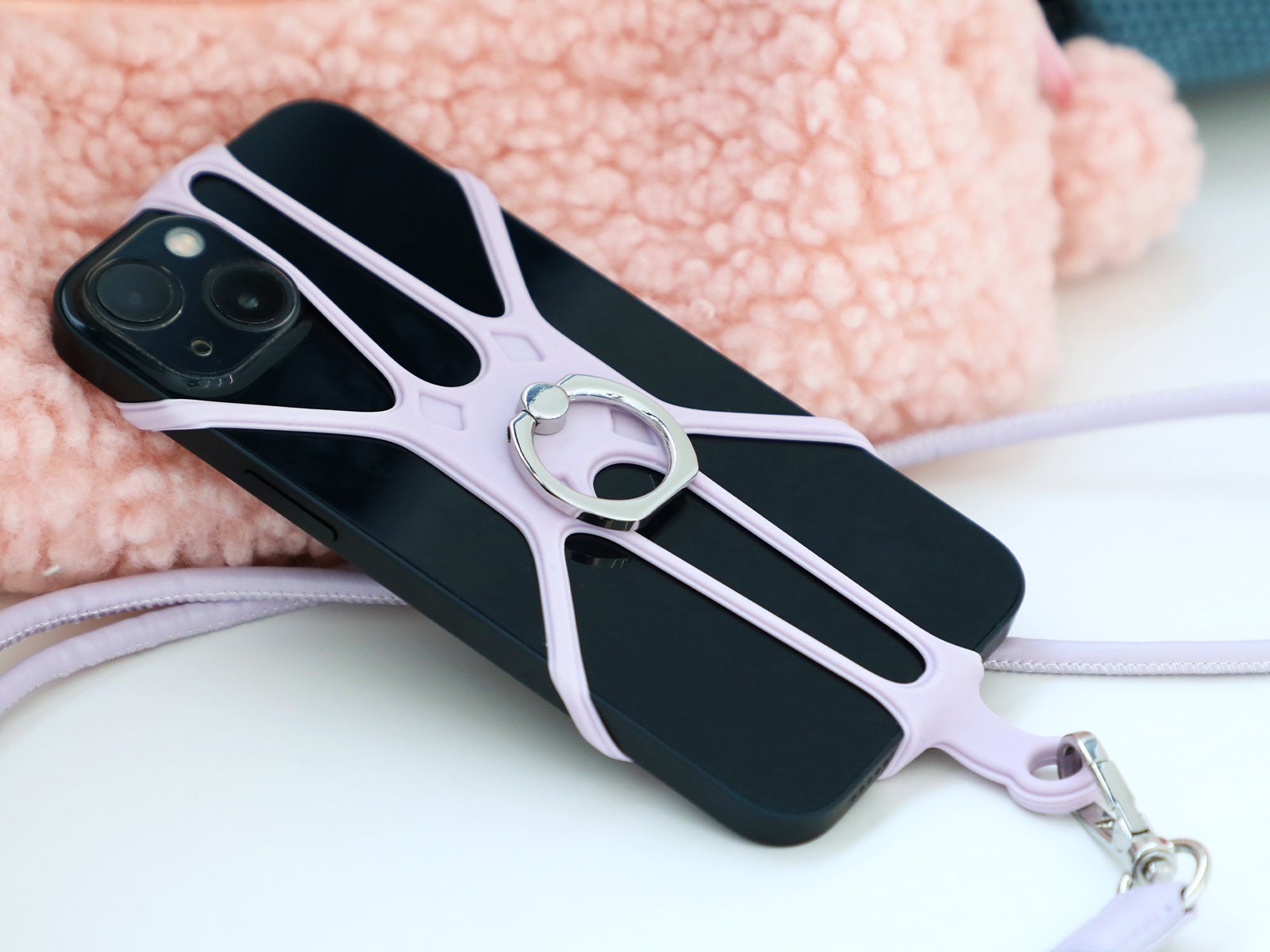 Cordón y funda universal lila