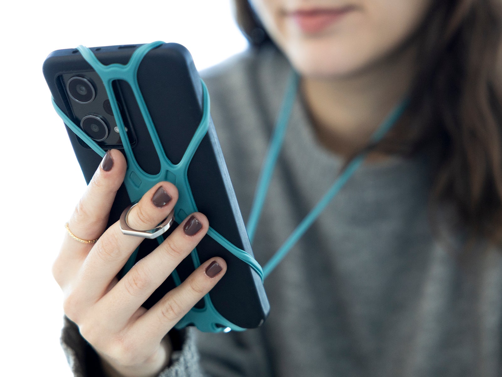 Colgador flexible para móvil – Diseño araña azul