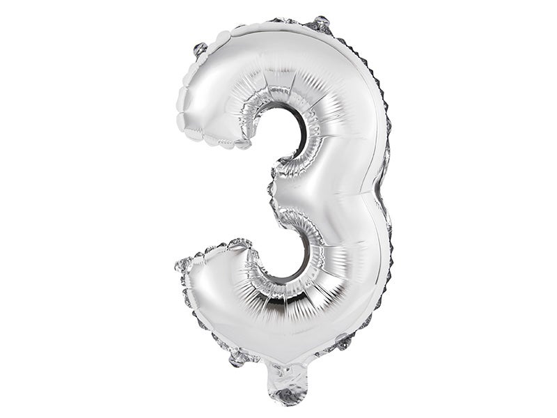 Globo número tres plateado