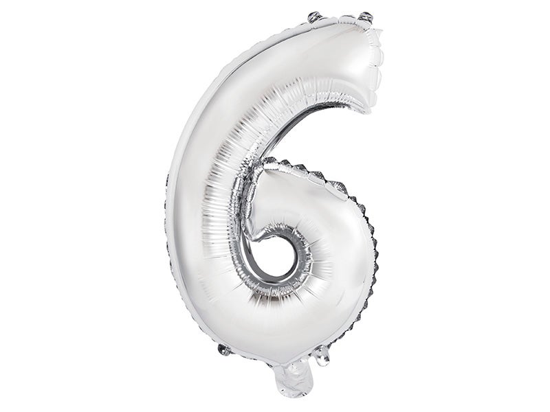 Balão número seis prata *35,5cm