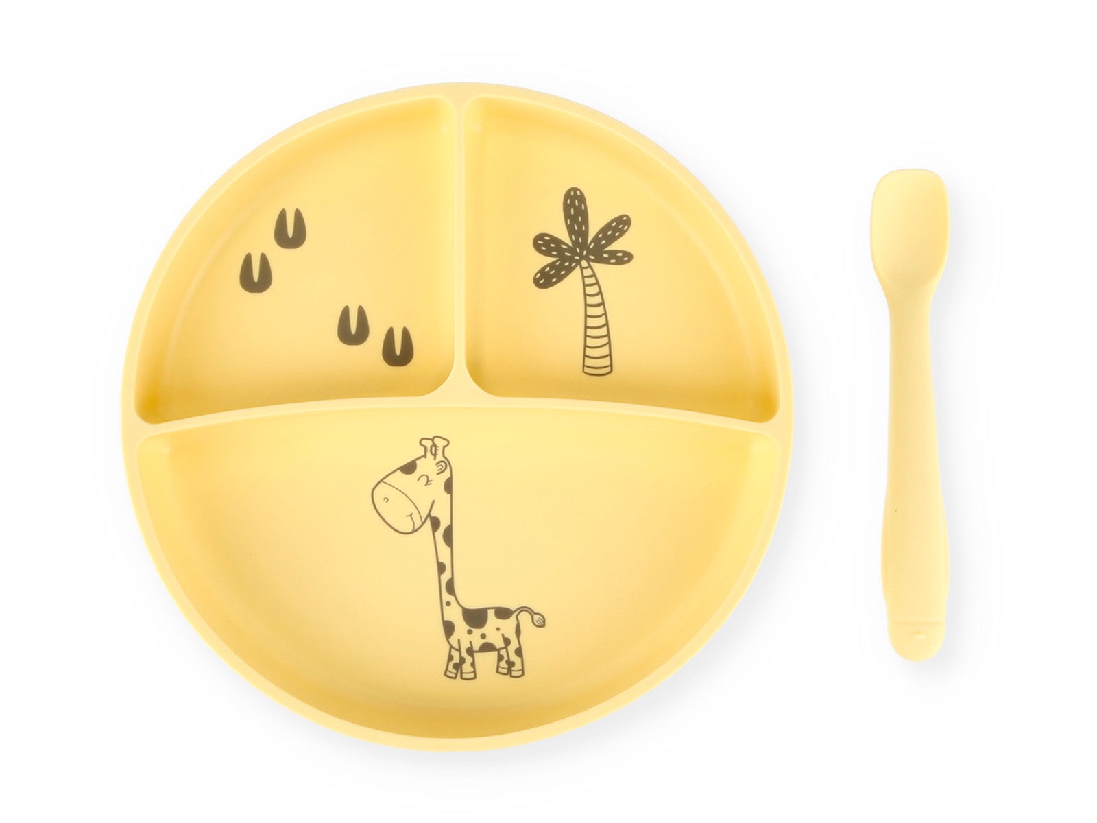 Yellow children's plate and spoon