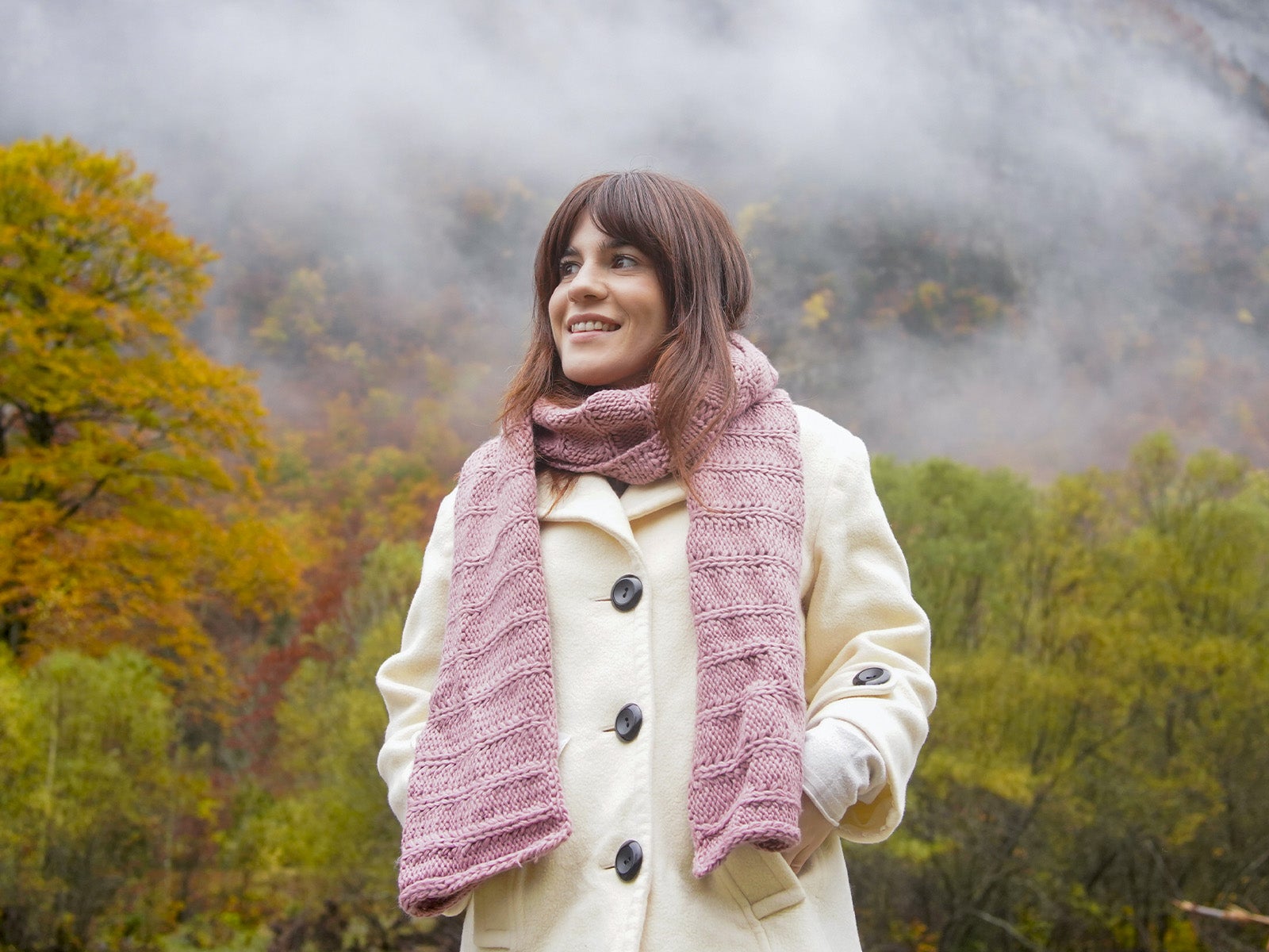 Bufanda rosa de punto