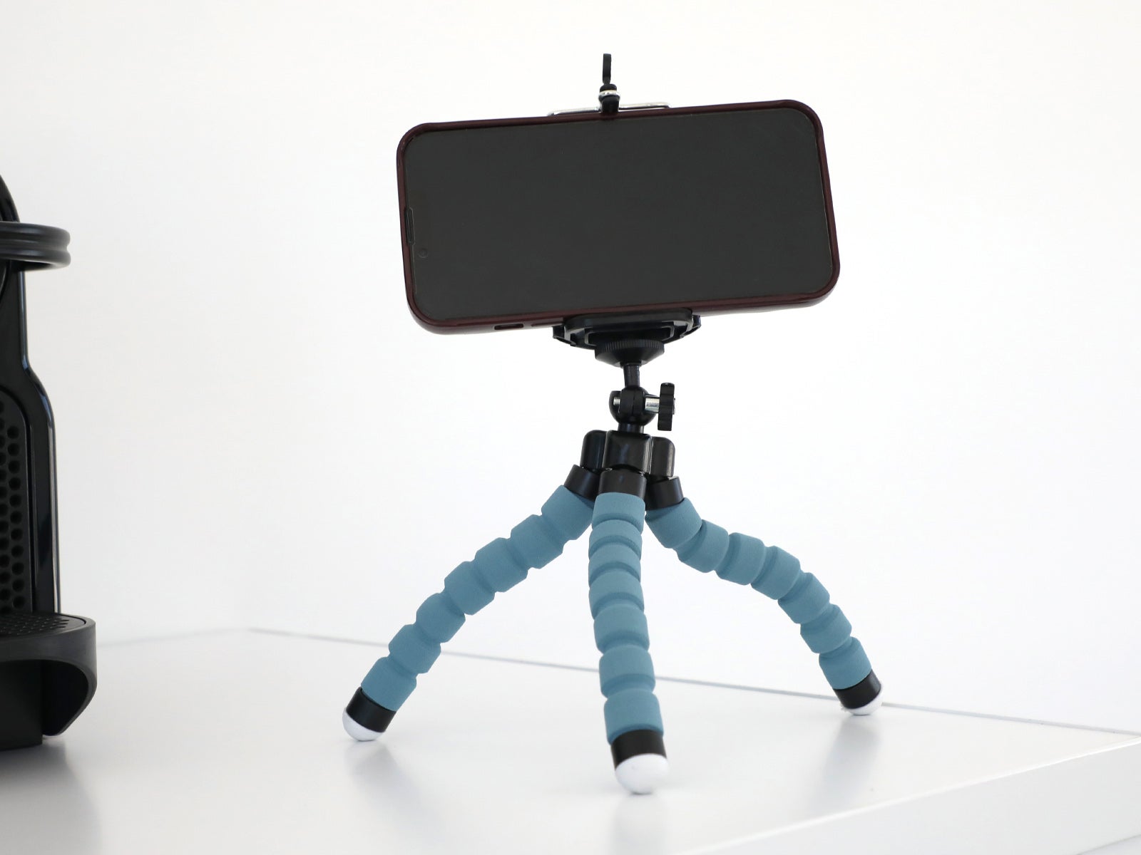 Trípode para móvil de espuma azul