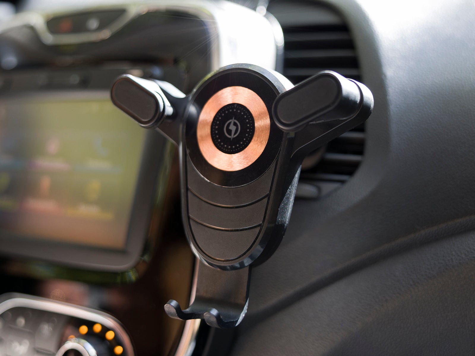 Soporte para móvil con carga inalámbrica – Aro metálico cobre