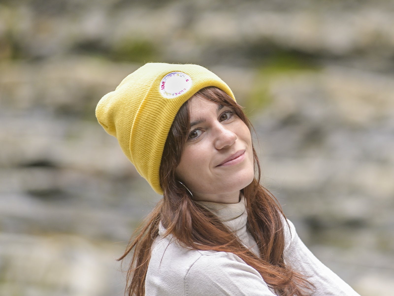 Hat embroidered mustard love is love