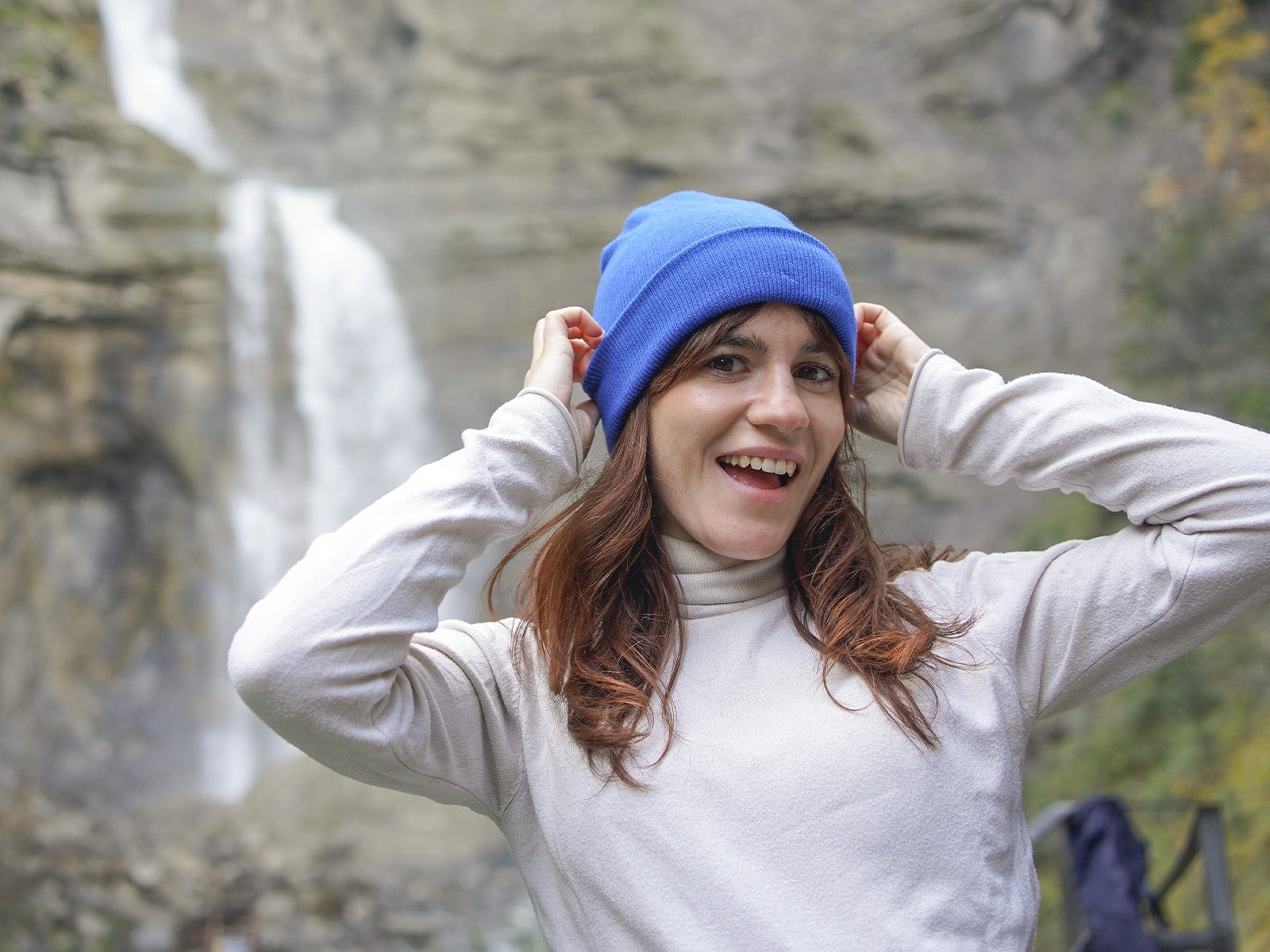 Gorro detalle tela azul