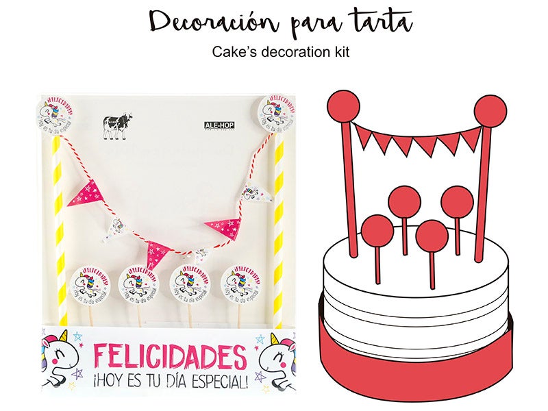 Decoración pastel - Felicidades unicornios