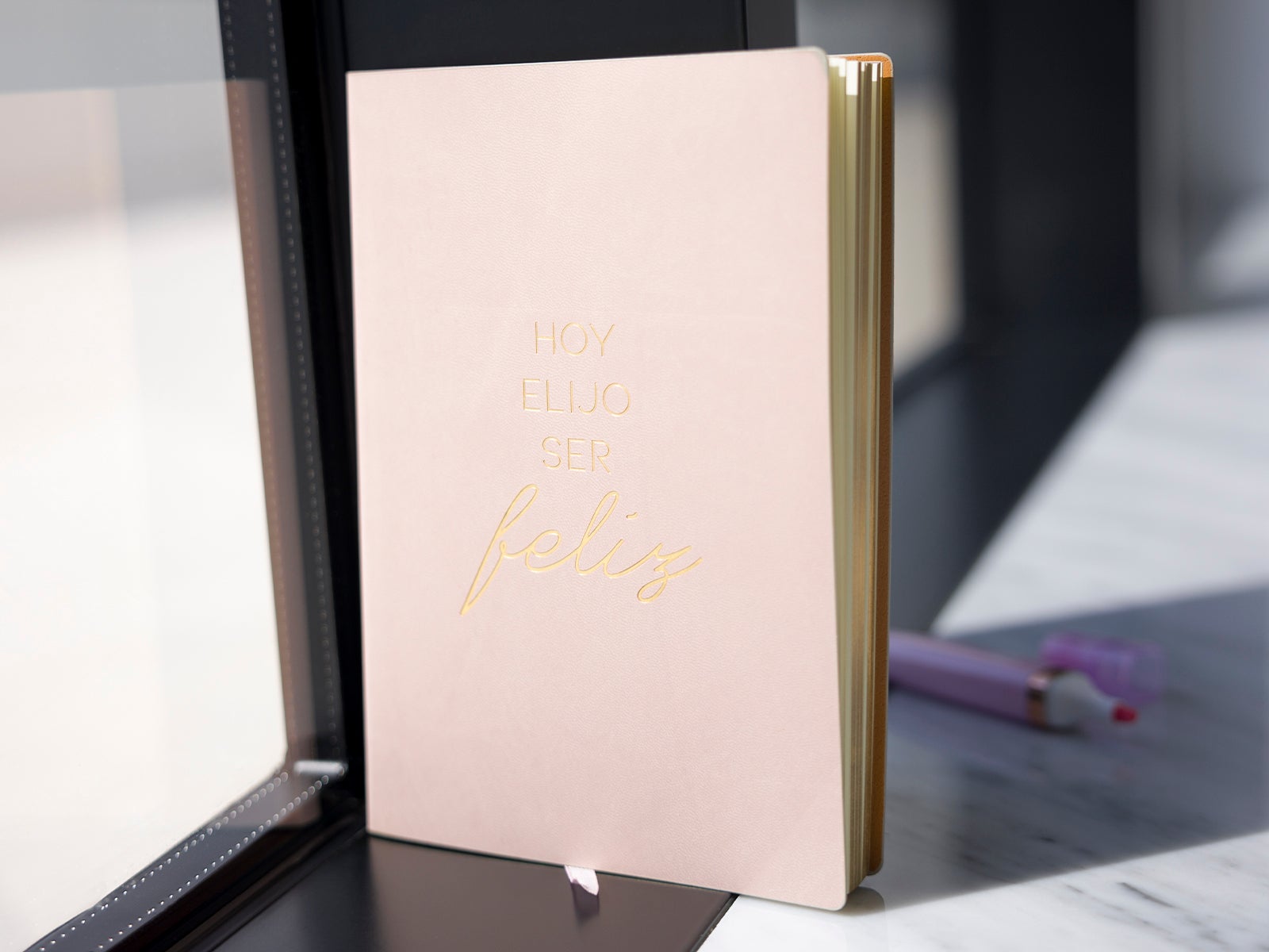 Caderno elegante creme – Hoy elijo ser feliz