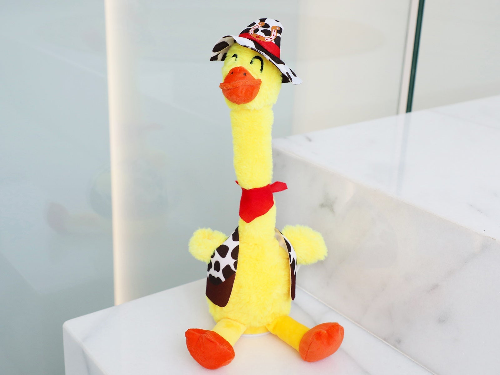 Interactive cowboy duck figure