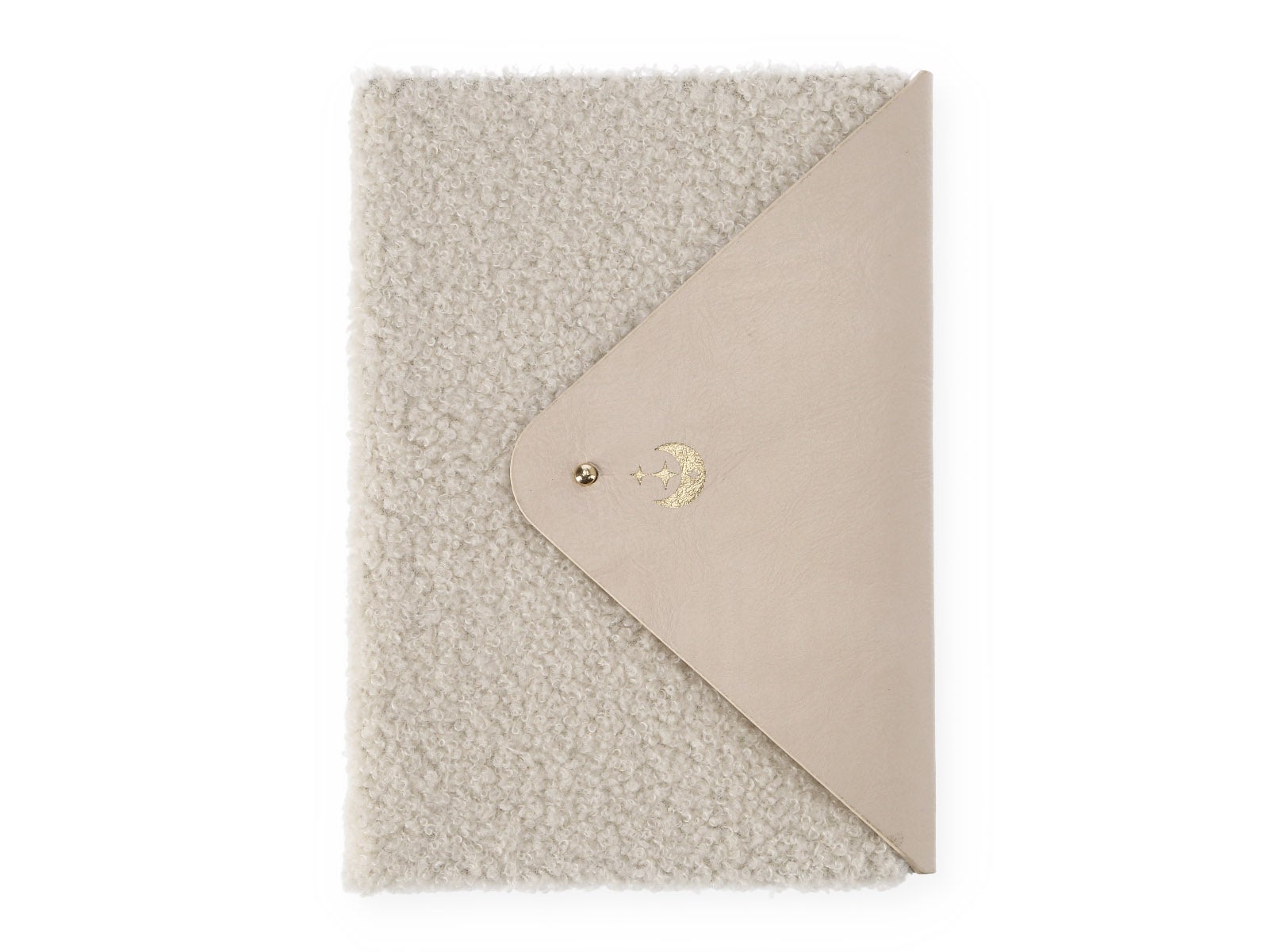 Libreta de pelo crema con cierre 