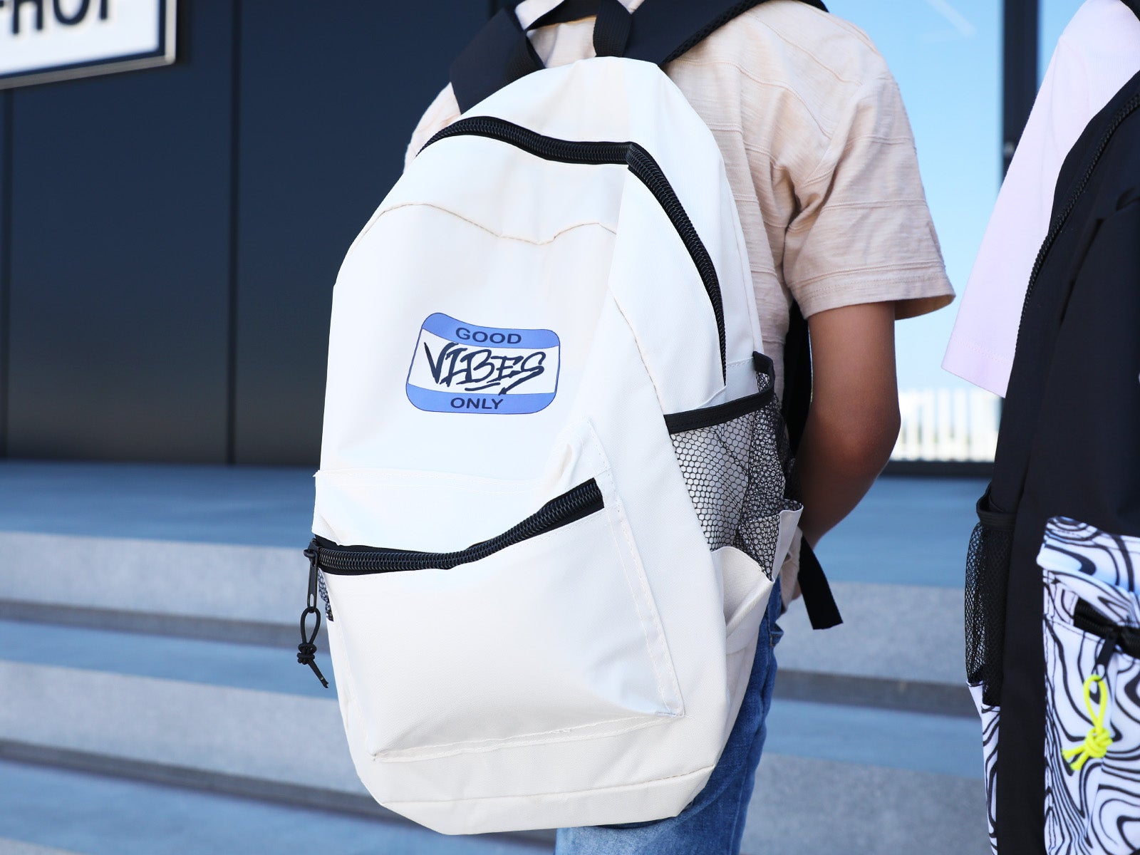 Mochila crema - Good vibes only