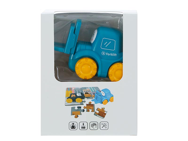 Car and puzzle blue lift