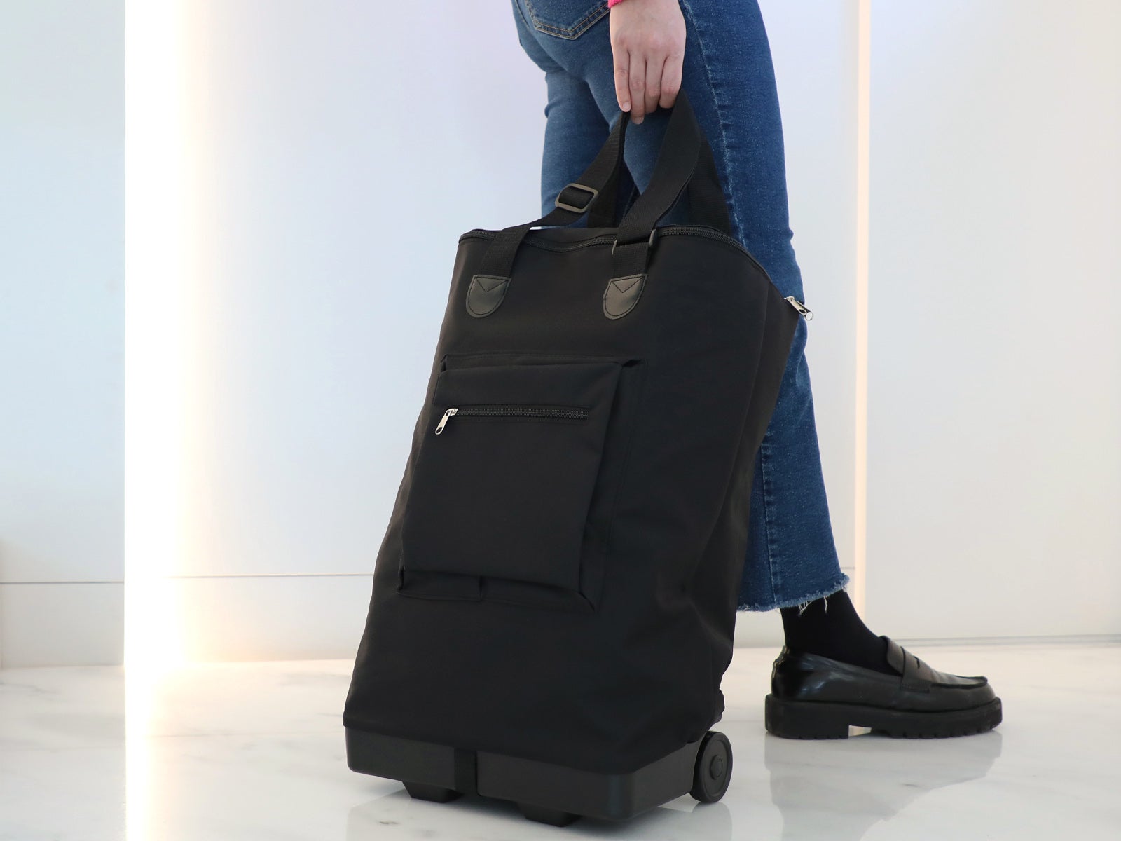 Mala dobrável de 2 rodas negra