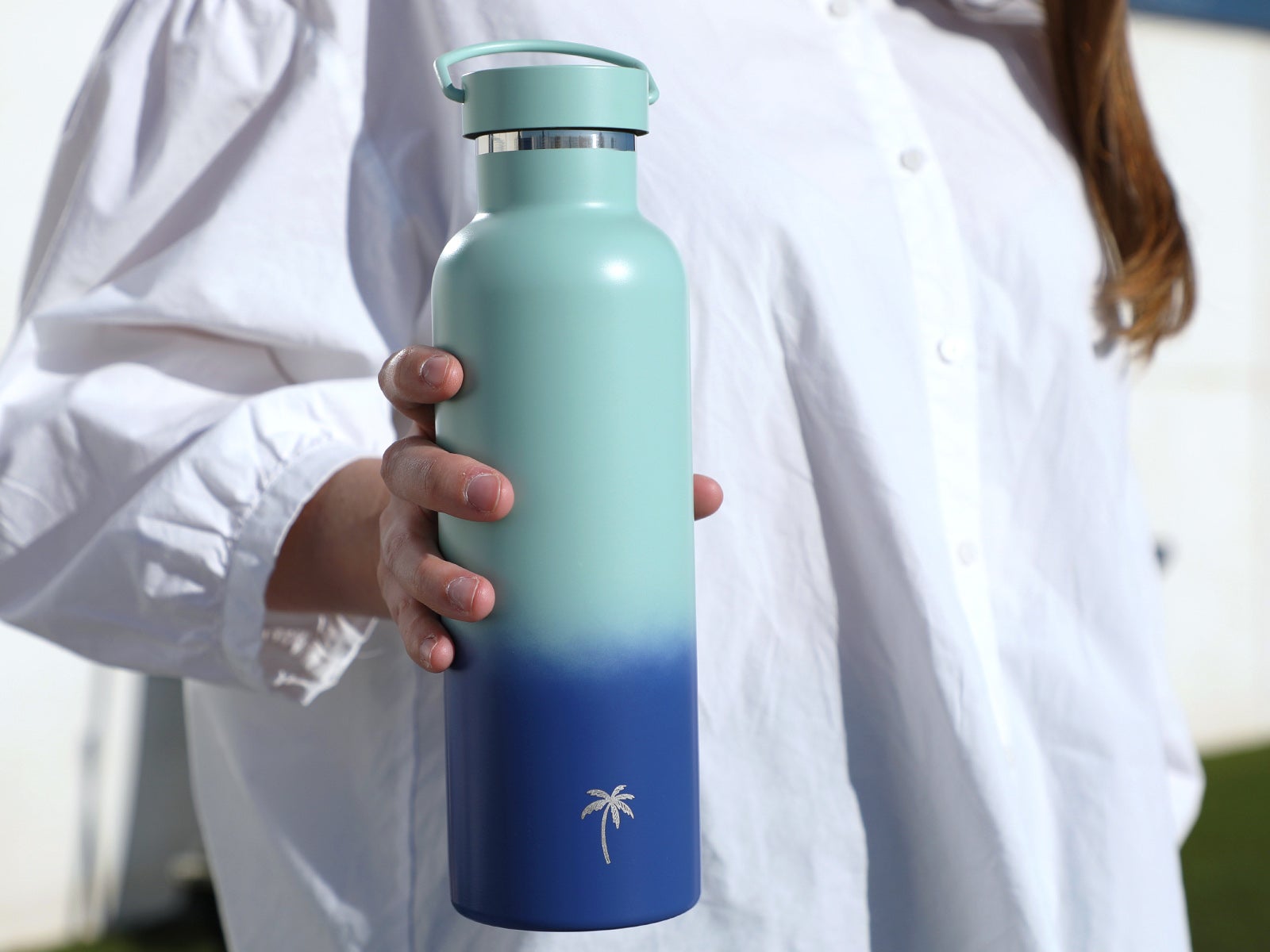 Botella térmica 750 ml – Verde y azul degradado