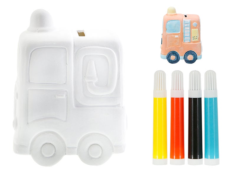 Hucha camión de bomberos para pintar