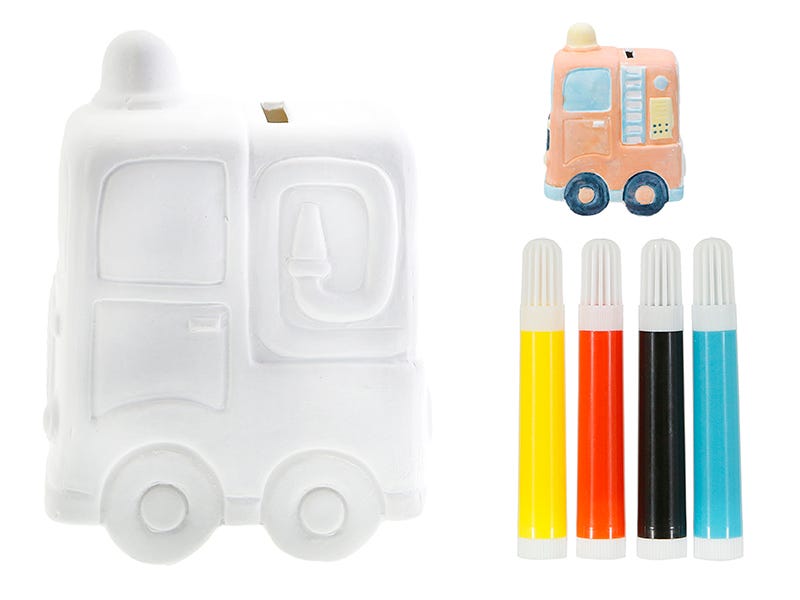 Hucha pintar camion bomberos - vista 2 Ale-Hop