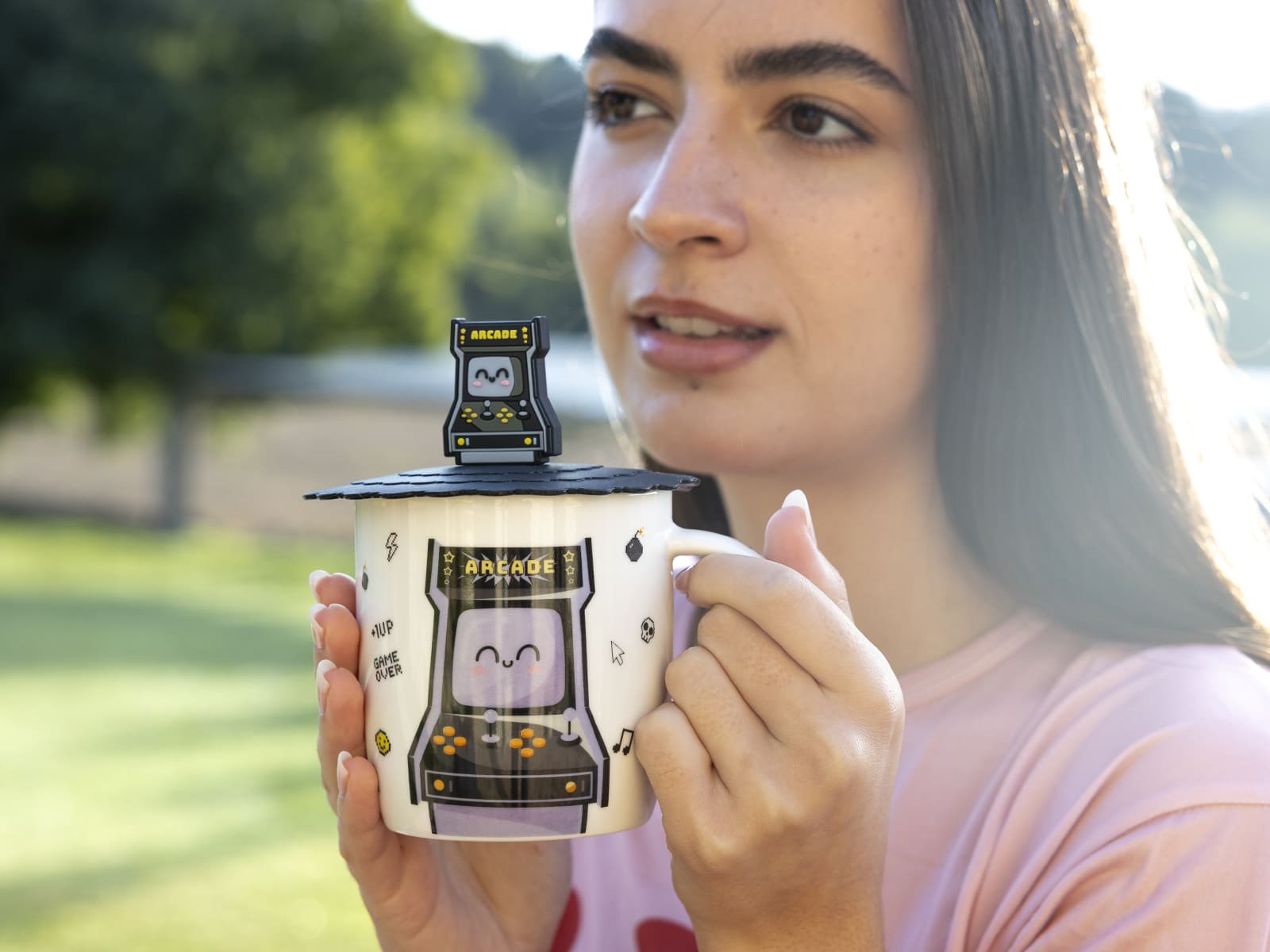 Conjunto de caneca e tampa de caneca - Game on, level up
